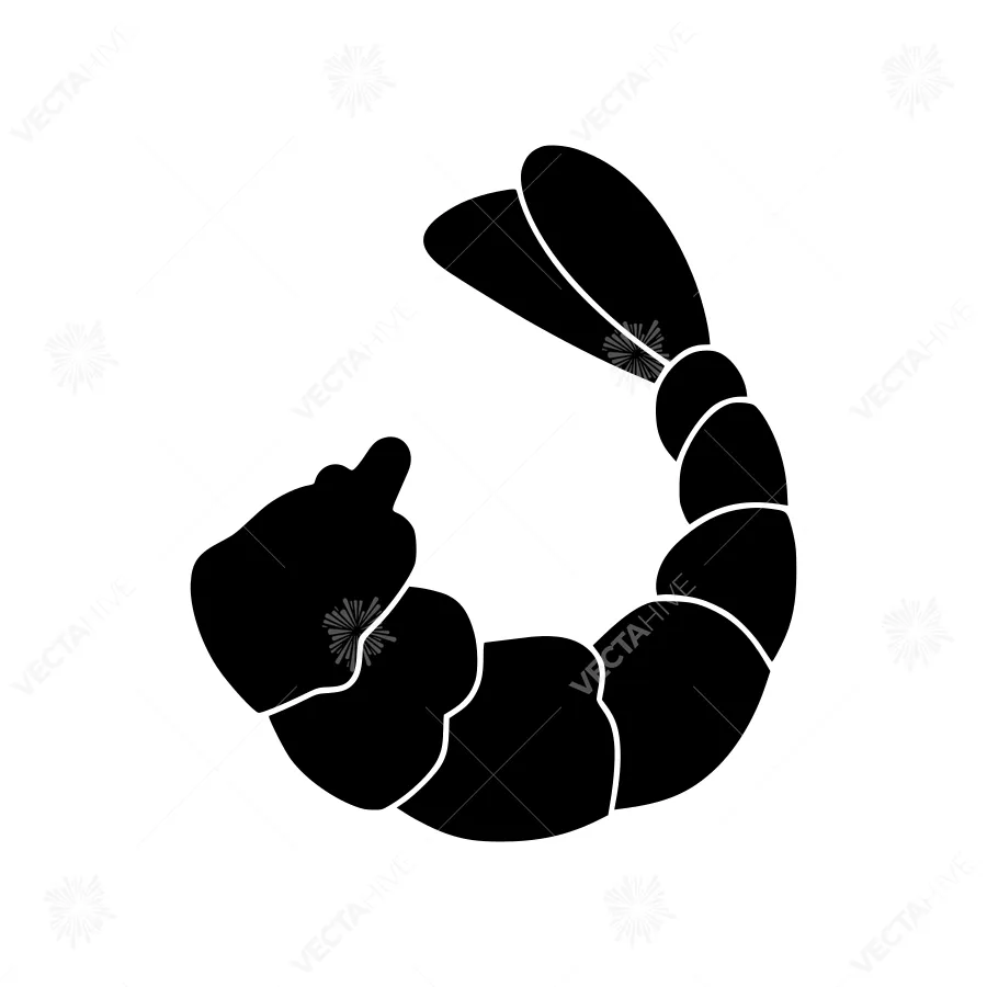 Black Shrimp Silhouette Icon