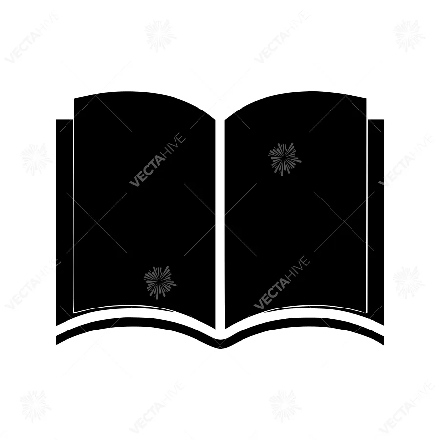 Open Book Icon - Black Silhouette