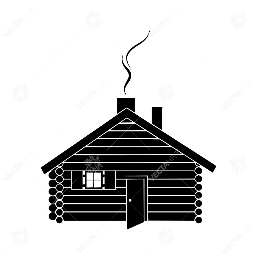 Log Cabin Icon - Simple Black Silhouette