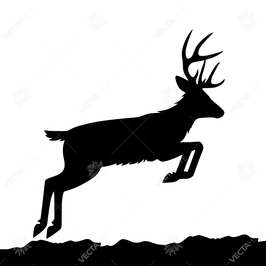 Silhouette Deer Jumping - Minimalist Vector Graphic