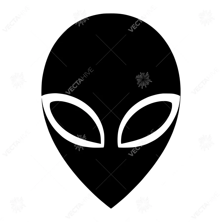Alien Head Icon - Simple Black & White Vector