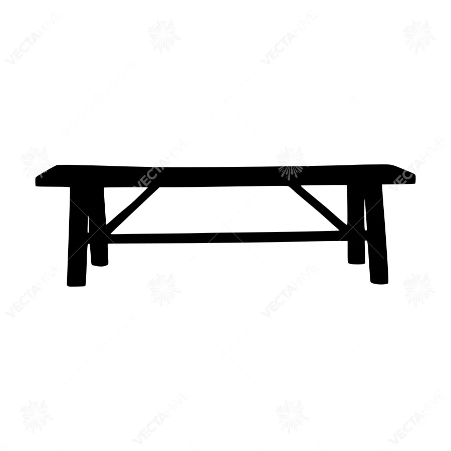 Simple Wooden Bench Outline Vector