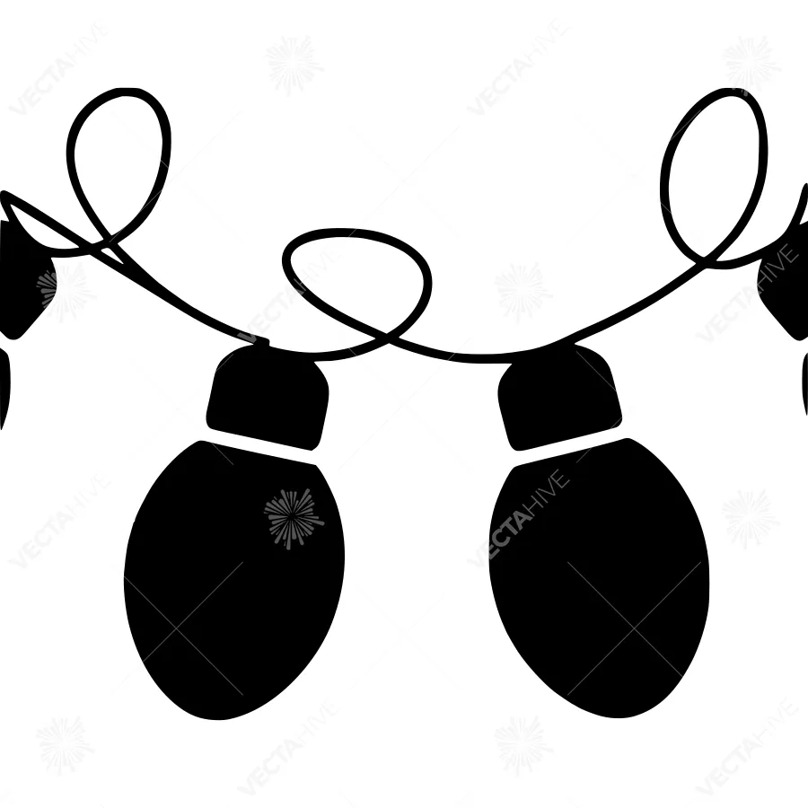 Black Outline String Lights - Minimalist Holiday