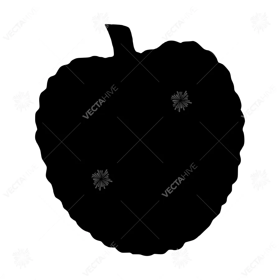 Black Apple Silhouette Vector Graphic