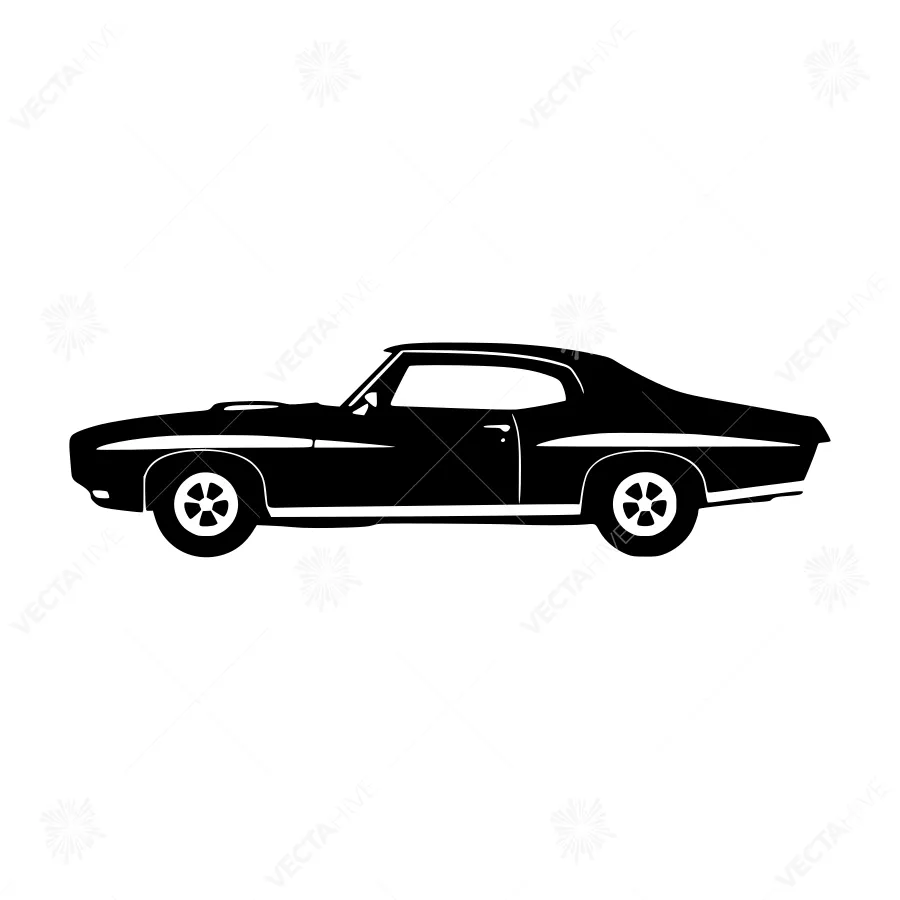 Vintage Car Silhouette Black & White