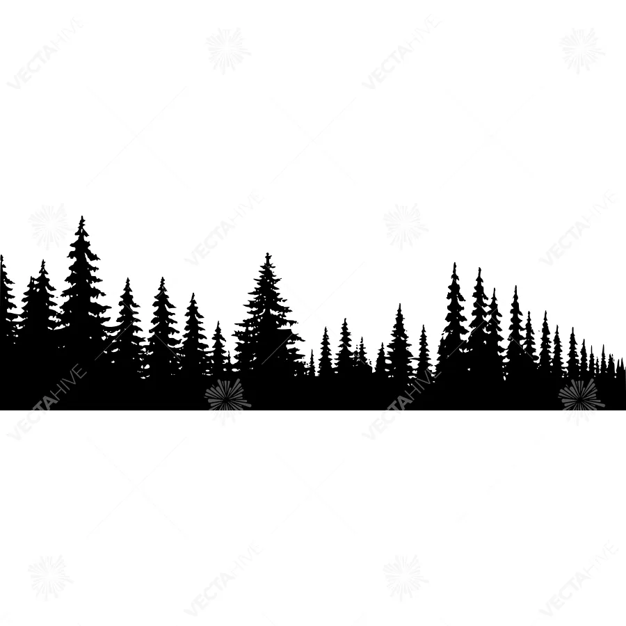 Silhouette Forest Landscape Black & White