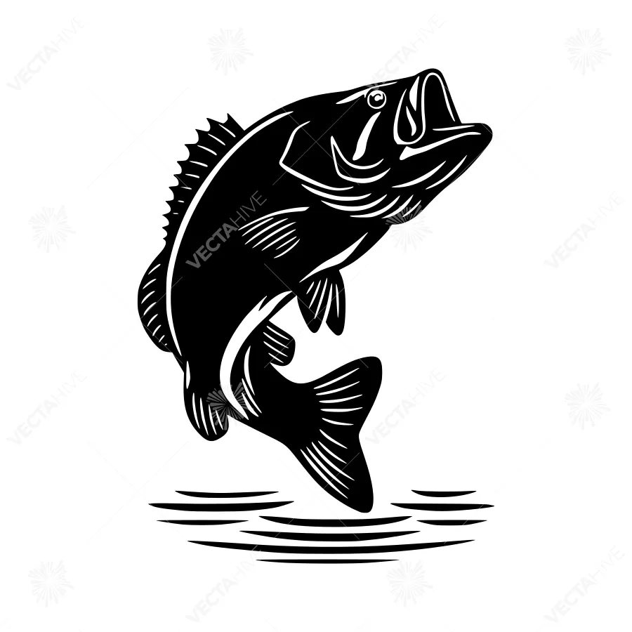 Black Bass Fish Silhouette Vector Illustration