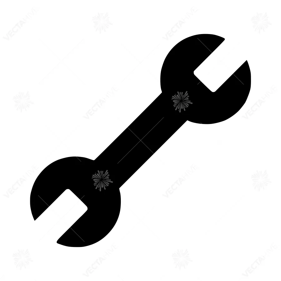 Black Wrench Icon - Vector Illustration
