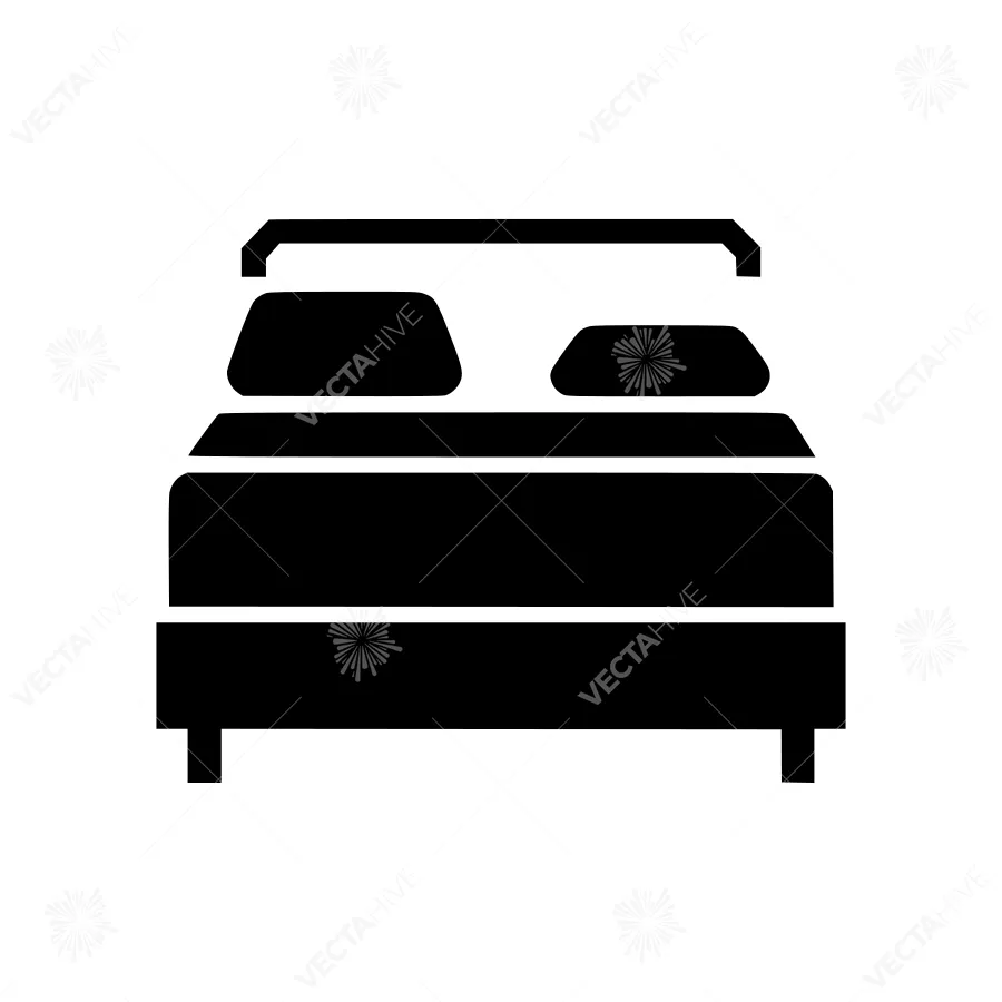 Modern Bed Icon - Black Silhouette