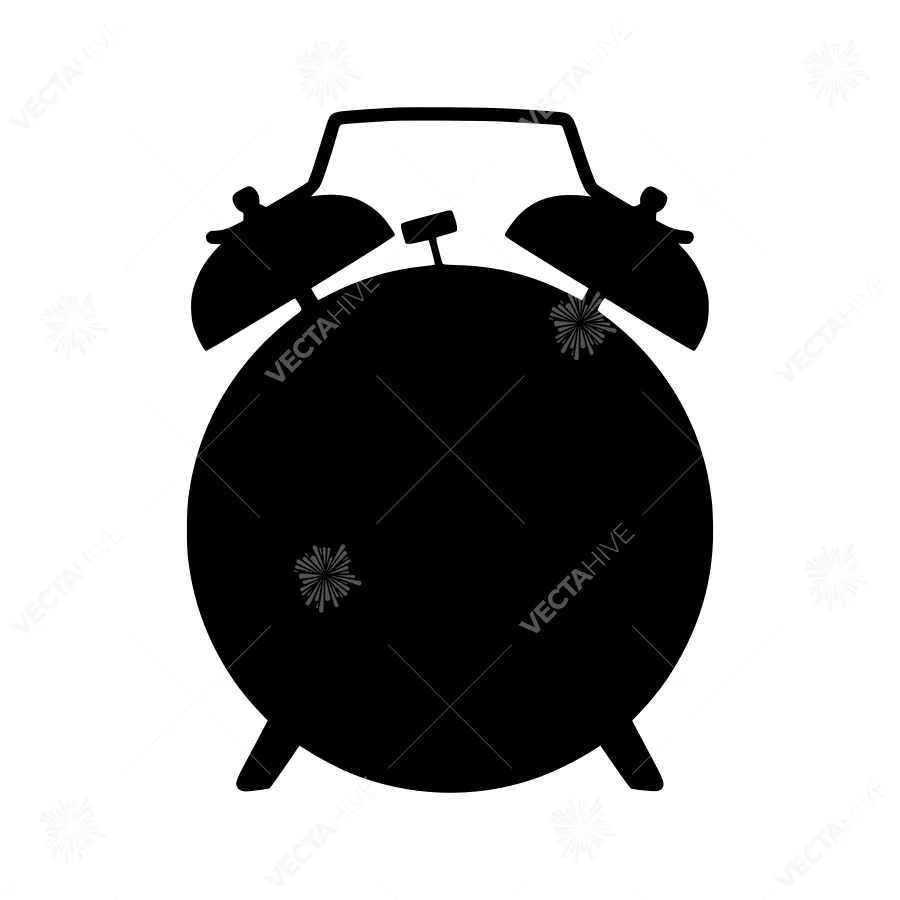 Black Alarm Clock Silhouette Icon