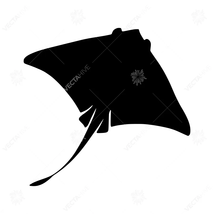 Silhouette Stingray Ocean Animal Vector
