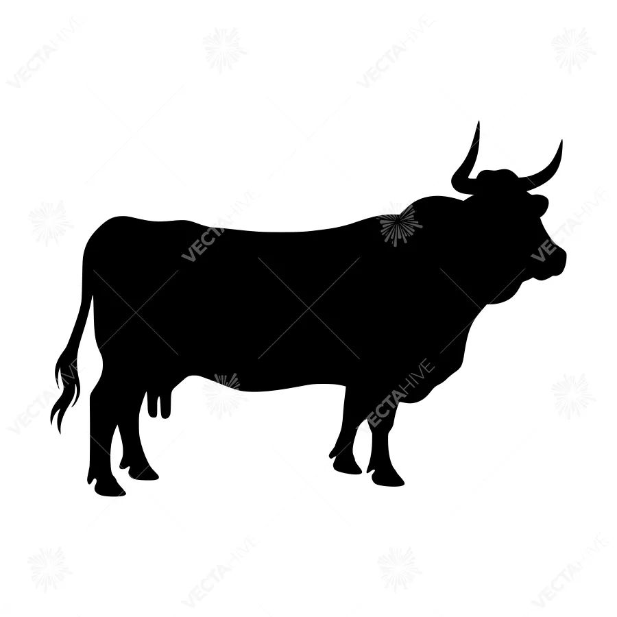 Black Cow Silhouette Vector Illustration