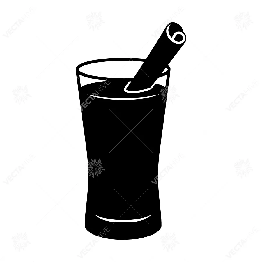 Black Glass Drink with Cinnamon Stick - Icon