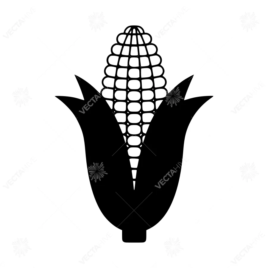 Corn Cob Icon - Simple Black Silhouette