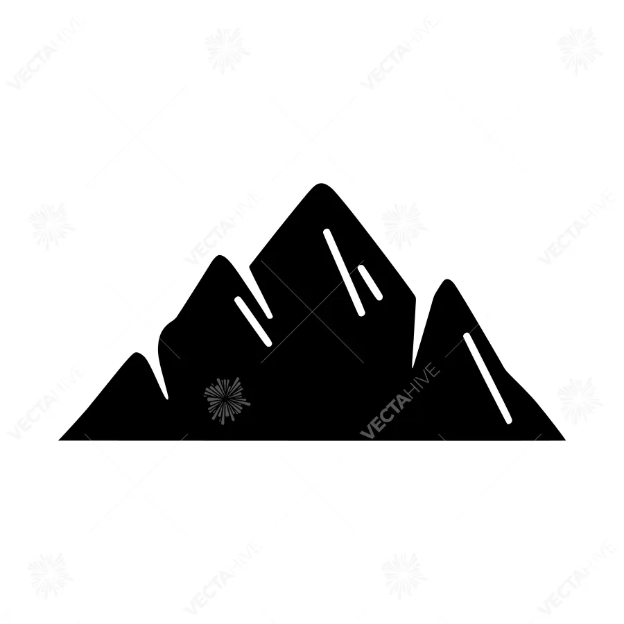 Mountain Silhouette Icon - Black Outline