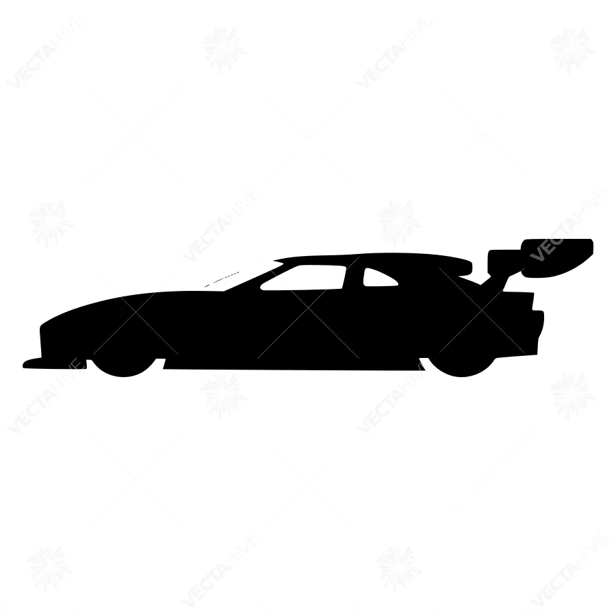 Black Car Silhouette Speed Racing Vector