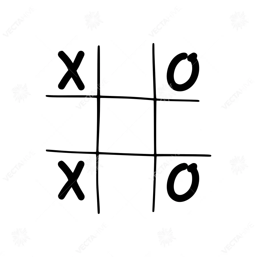 Tic Tac Toe Game - Simple Line Art