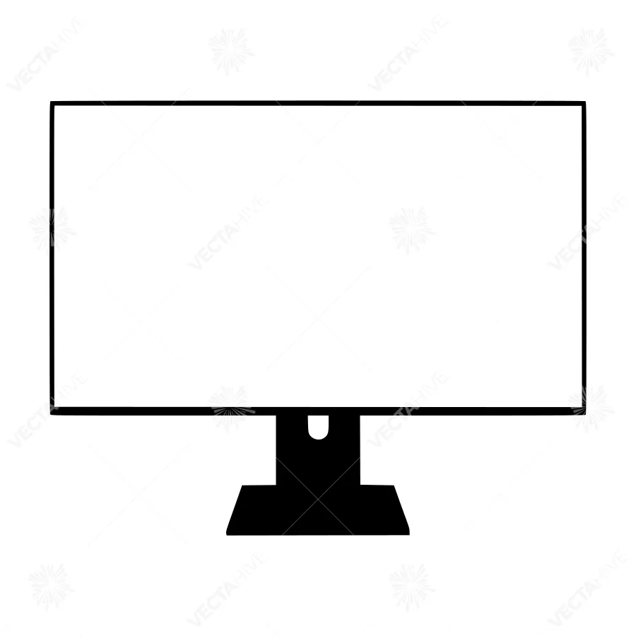 Minimalist Computer Monitor Icon - Black Outline