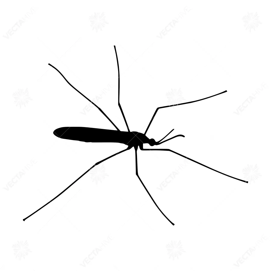 Black Silhouette Mosquito Vector Illustration