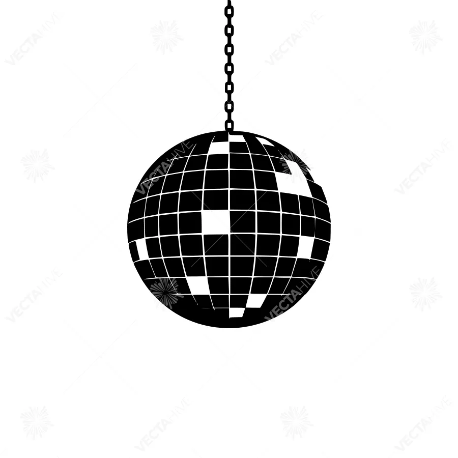 Black & White Disco Ball Vector Illustration