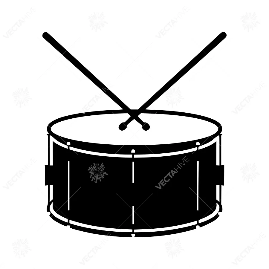 Black Drum Set Icon - Vector Illustration