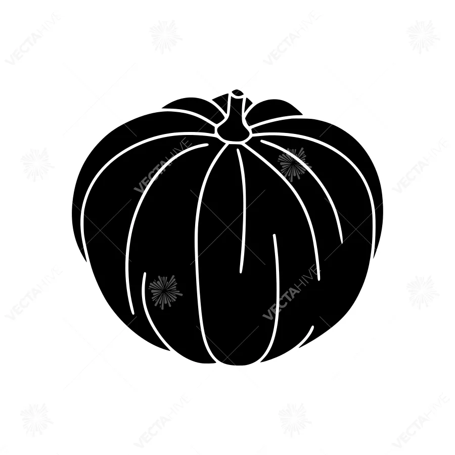 Black Pumpkin Silhouette Vector Illustration