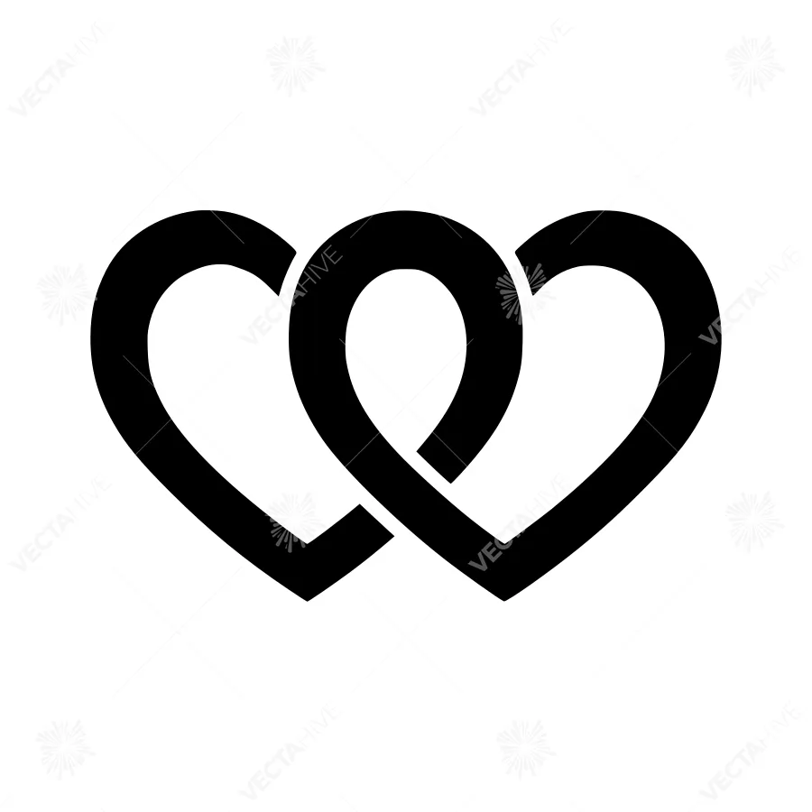Interlocking Hearts Logo Icon - Minimalist Design