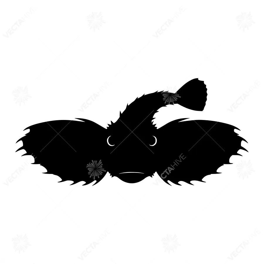Black Anglerfish Silhouette Vector Illustration