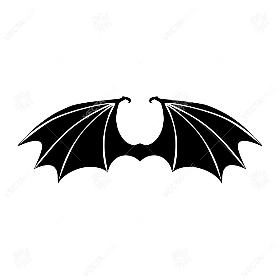 Bat Wings Silhouette - Black on White