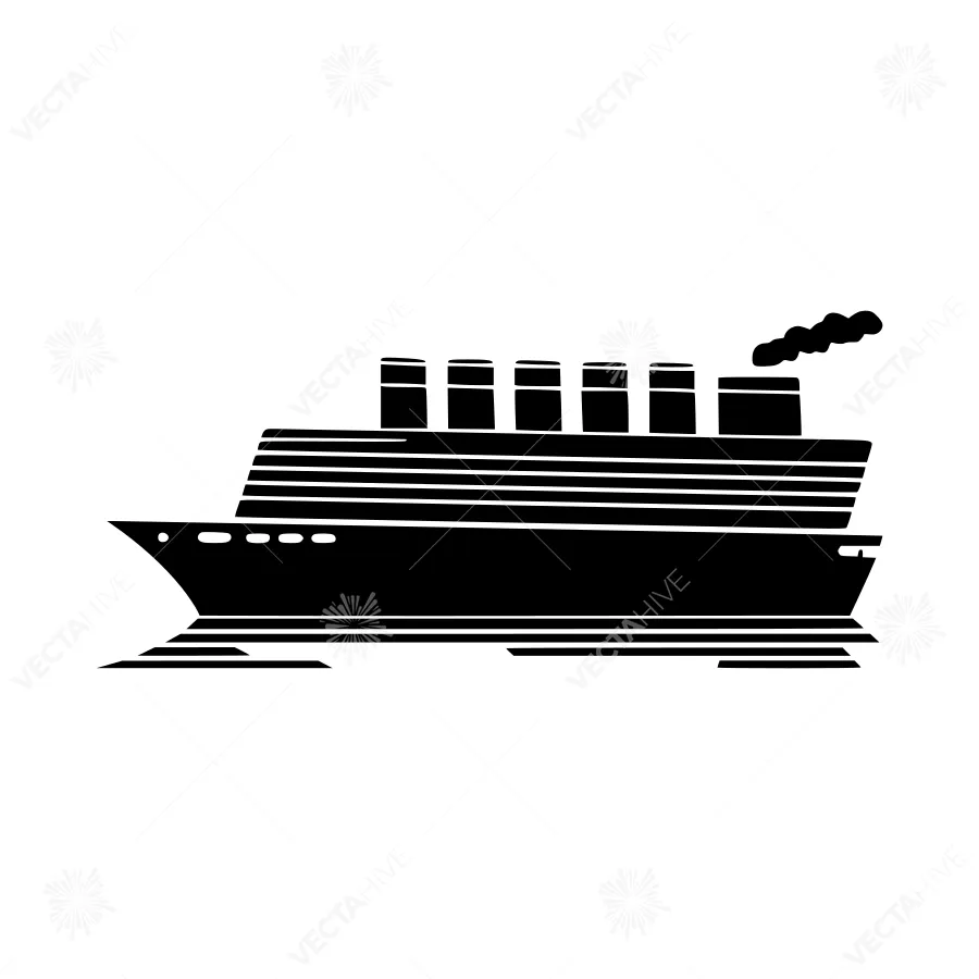 Cruise Ship Silhouette Vector Icon