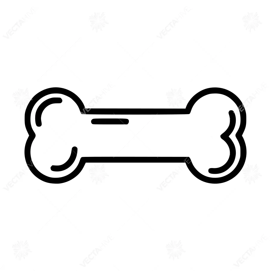 Dog Bone Outline Icon - Vector Illustration