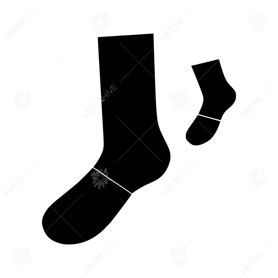 Black Sock Silhouette Icons - Minimalist Design