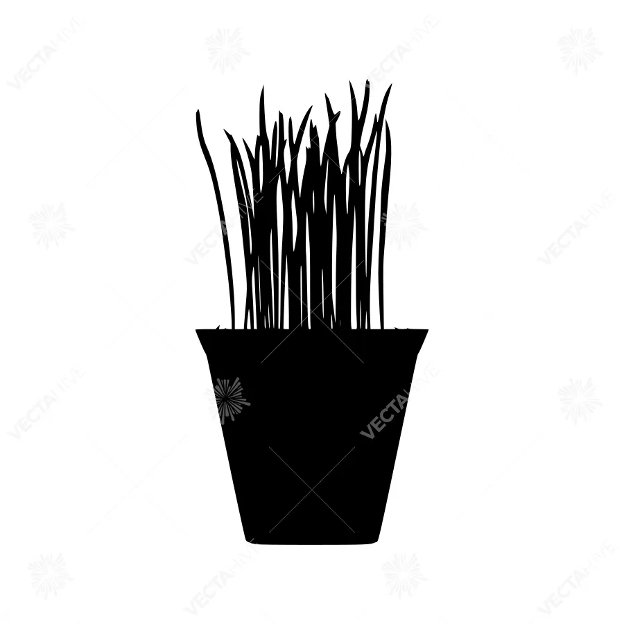 Silhouette Grass in Pot - Minimalist Plant Design