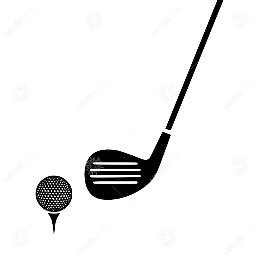 Golf Club & Ball Icon - Black Silhouette