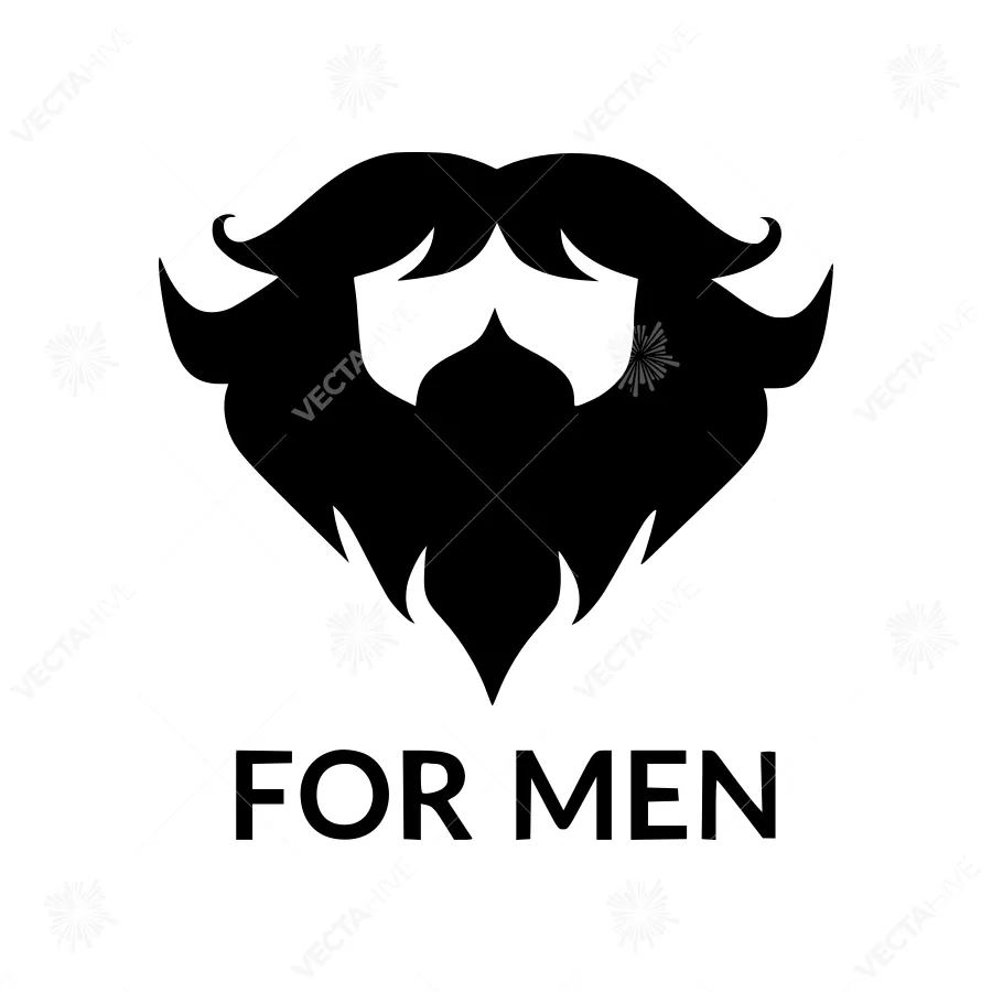 Black Bearded Man Logo Icon - For Men Design