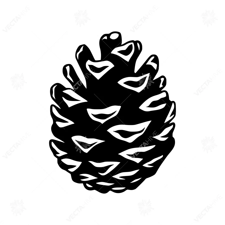 Black Pine Cone Silhouette Vector Illustration