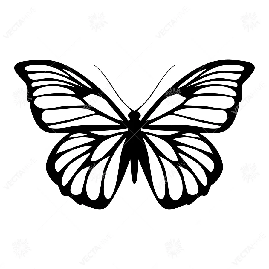 Black Butterfly Silhouette Vector Illustration