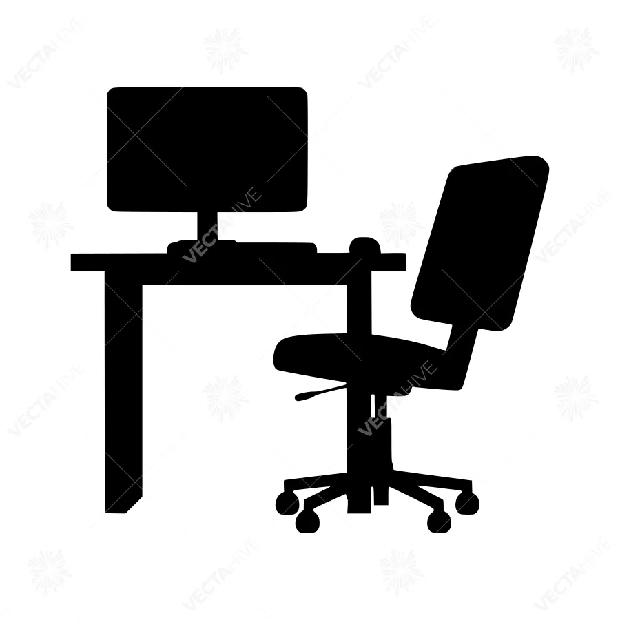 Office Desk Silhouette Icon