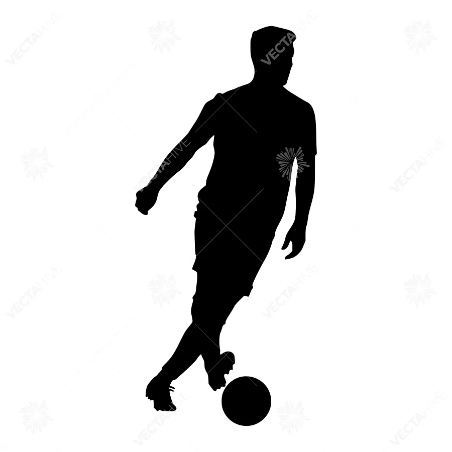 Soccer Player Silhouette - Black on White
