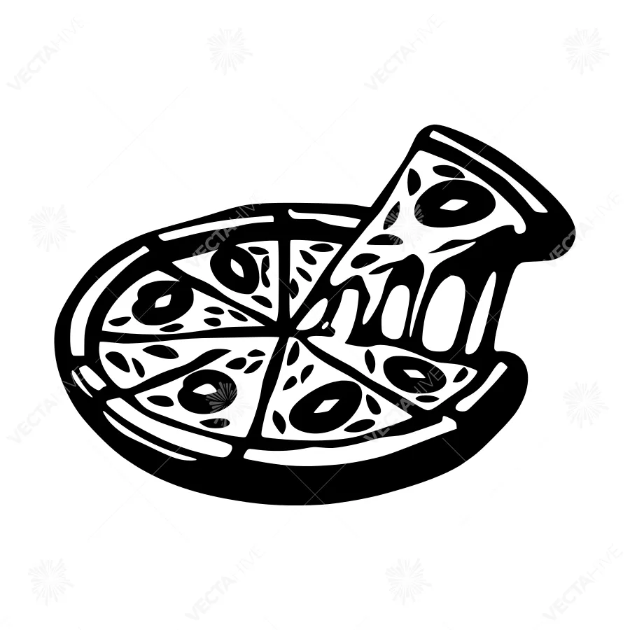Black & White Pizza Slice Illustration