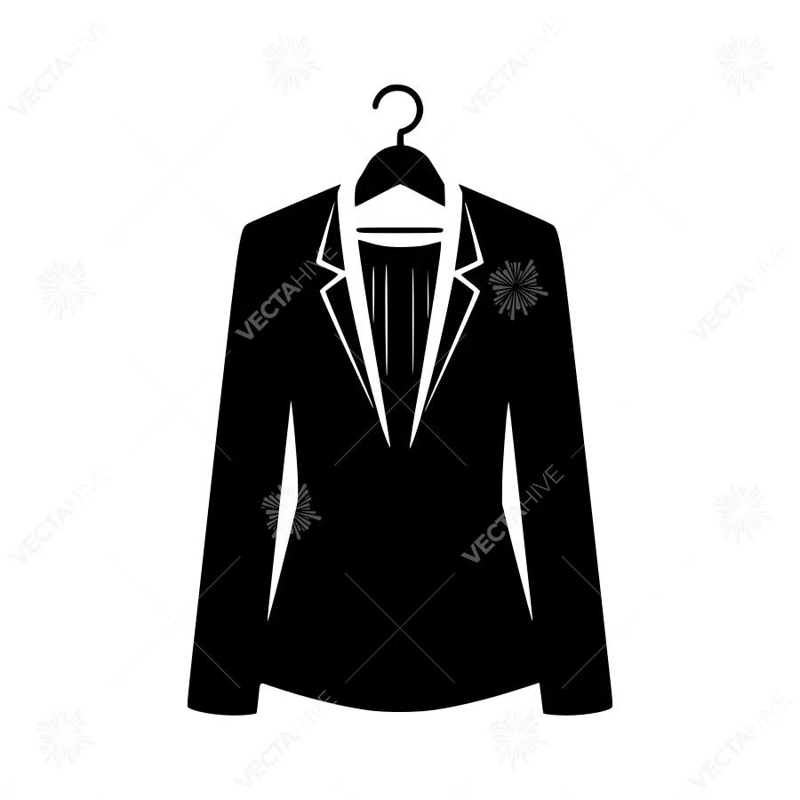 Suit Hanger Icon - Black Silhouette