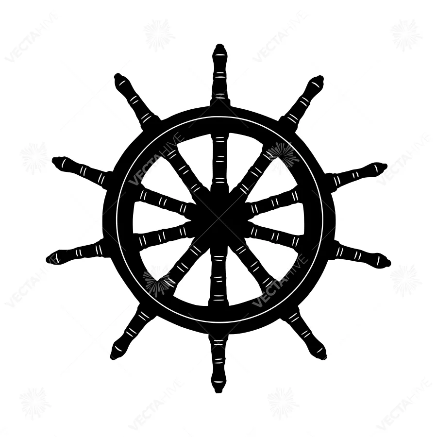 Vintage Ship Wheel Silhouette