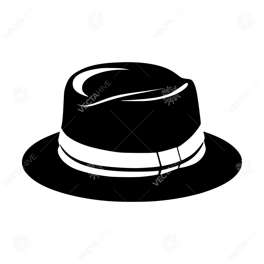 Black Fedora Hat Silhouette Vector Illustration