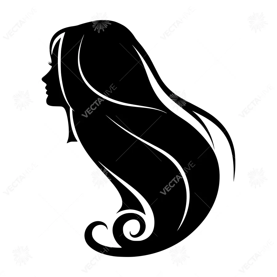 Elegant Black Hair Silhouette Beauty Icon