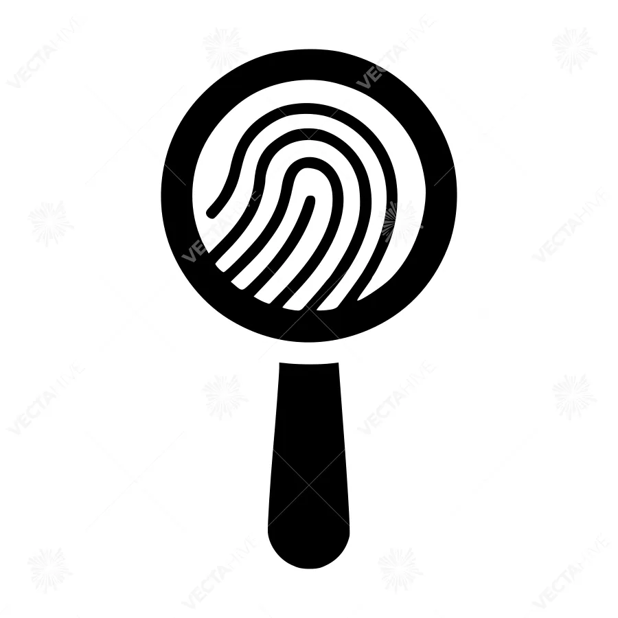 Magnifying Glass with Fingerprint Icon - Vector Illustration