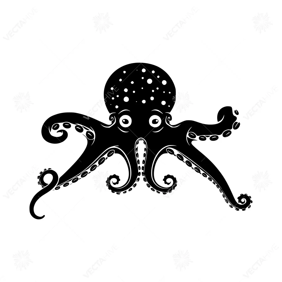 Black Octopus Silhouette Vector Illustration