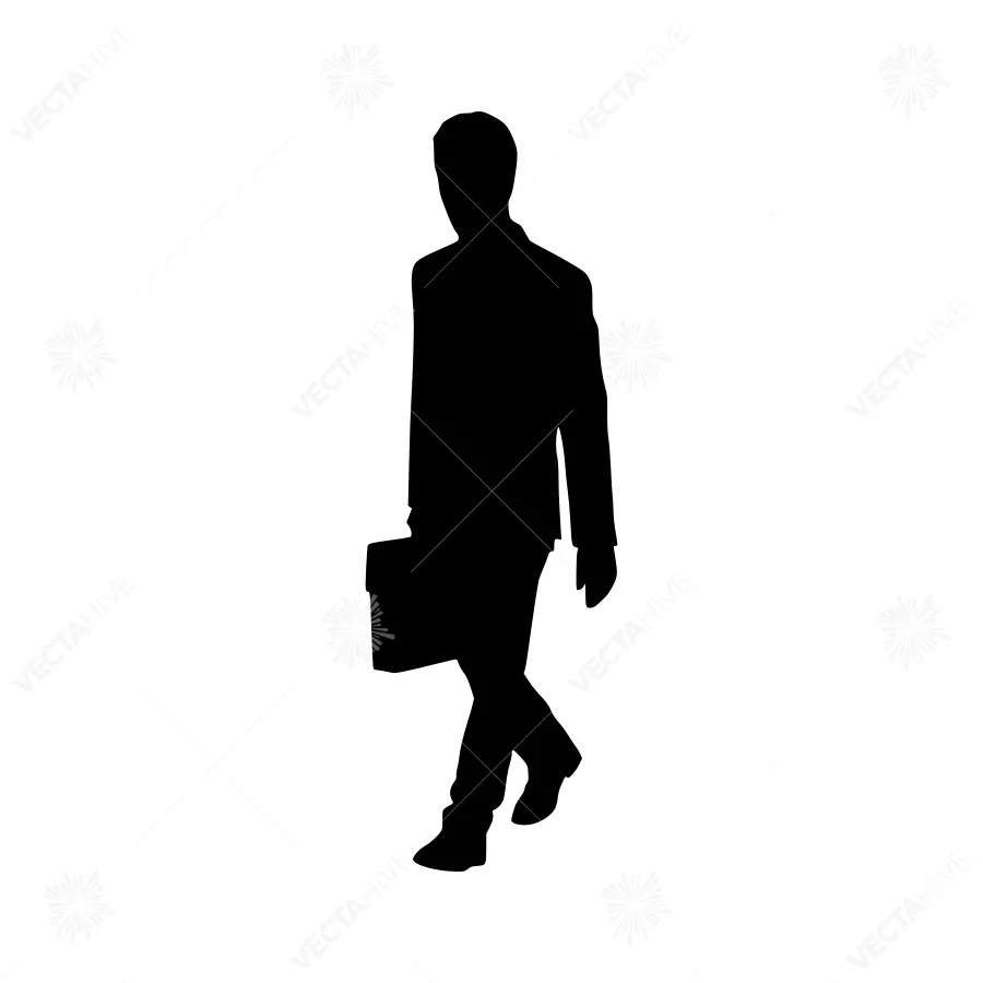 Business Silhouette Walking - Black Outline