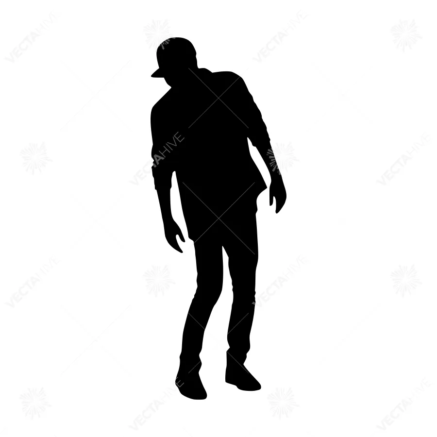 Silhouette Man Walking - Black Outline