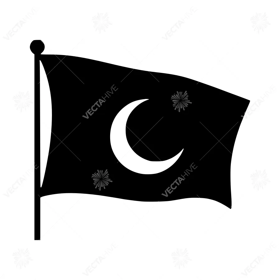 Black Crescent Flag Icon - Vector Illustration