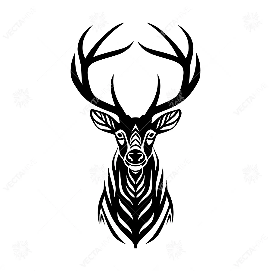 Tribal Deer Head Tattoo Design